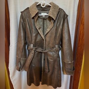 Christopher & Banks faux leather trench